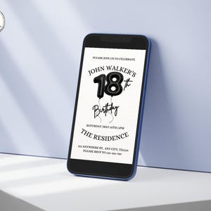 18th Birthday invitation, Editable 18th Birthday Invite Template for Man & Women, Digital 18 Birthday Party Invitation Card