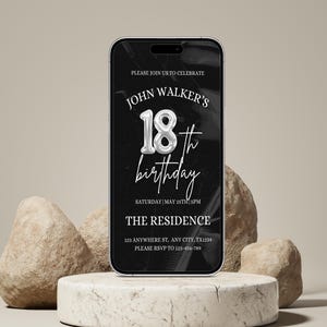 18th Birthday invitation, Editable 18th Birthday Invite Template for Man & Women, Digital 18 Birthday Party Invitation Card