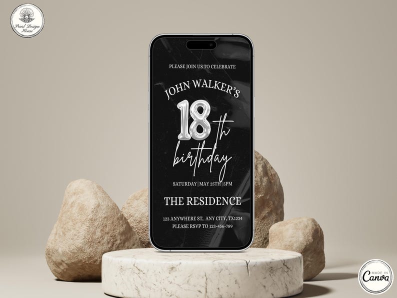 18th Birthday invitation, Editable 18th Birthday Invite Template for Man & Women, Digital 18 Birthday Party Invitation Card