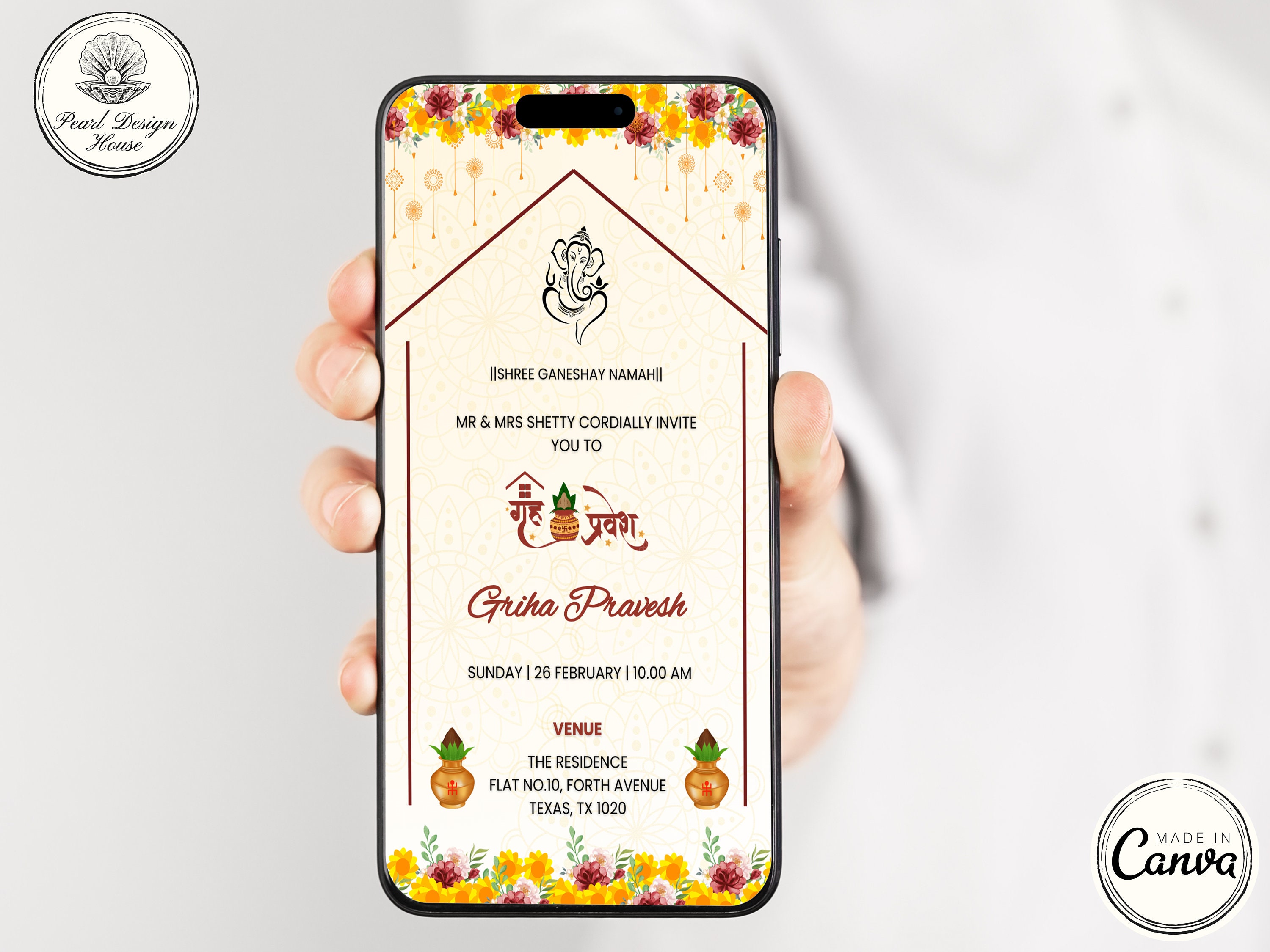 Indian Housewarming Invitation, Hindu House Warming Invite, Editable ...