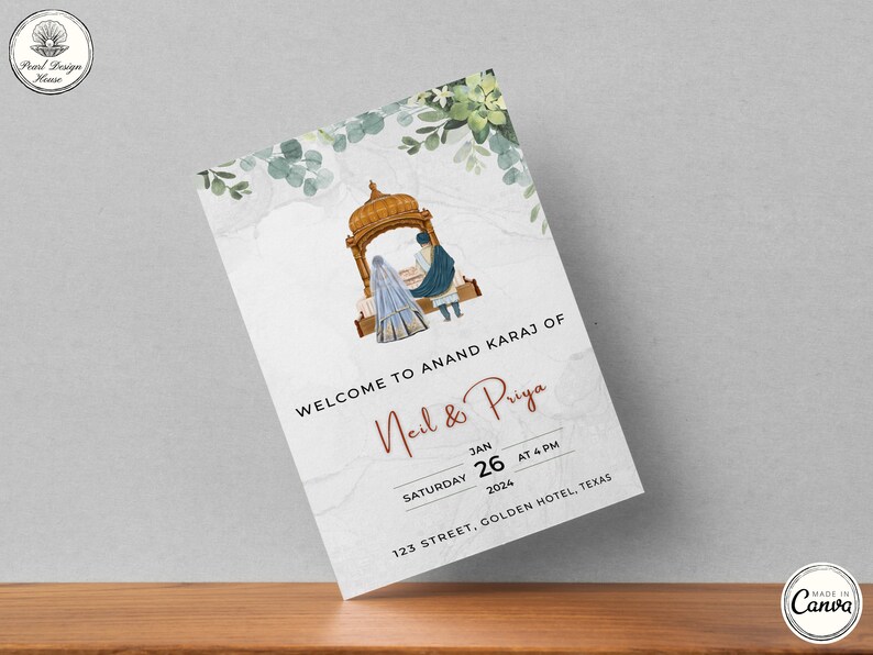 Sikh Wedding Program, Sikh Wedding Guide, Sikh Wedding Ceremony Program, Printable Punjabi Wedding Program Template, Digital Download,