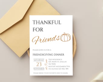 Friendsgiving Digital Invitation Card, Editable Friendsgiving Dinner Invitation, Thanksgiving Dinner Party Animated Invitation
