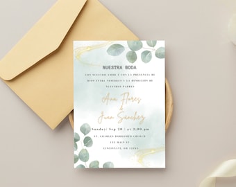Invitaciones de Boda, Spanish Wedding Invitation, Invitación de Boda Blancas, Invitaciones de Boda en Español, Nuestra Boda Invitación