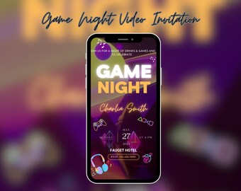 Game Night Video Invitation, Digital Game Night Party Invite, Birthday Game Night Invitation Template, Adult Game Night, Digital Invitation