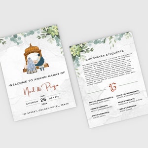 Sikh Wedding Program, Sikh Wedding Guide, Sikh Wedding Ceremony Program, Printable Punjabi Wedding Program Template, Digital Download,