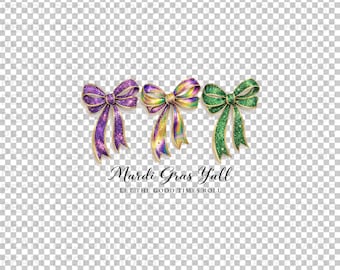 Mardi Gras 2026 PNG: Preppy Coquette Design, Bow Clipart for Kids Shirts, Digital Download