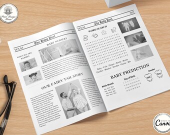 Baby Announcement Newspaper, Newspaper Baby Announcement with Photo, Newspaper for Baby Shower Announcement, Pregnancy Newspaper Template