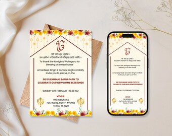 Sukhmani Sahib Path Invitation New House, Shri Sukhmani Sahib Invitation for Housewarming, Punjabi Akhand Path Invite, Digital Template