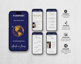 Passport Wedding Invitation Template, Digital Wedding Passport Invitation, Destination Wedding Invite, Boarding Pass Wedding Invitation