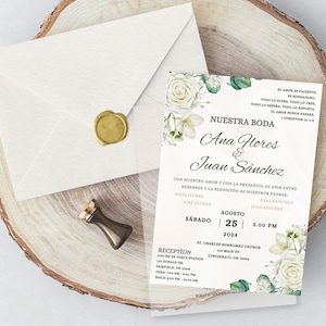 Invitaciones de Boda, Spaanse huwelijksuitnodiging, Invitación de Boda Blancas, Invitaciones de Boda en Español, Nuestra Boda Invitación