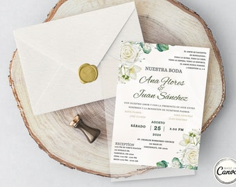 Invitaciones de Boda, Spansk bröllopsinbjudan, Invitación de Boda Blancas, Invitaciones de Boda en Español, Nuestra Boda Invitación