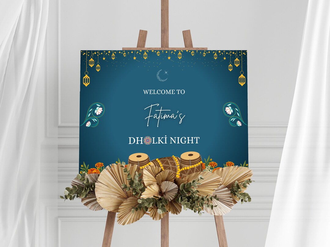 Dholki Sign, Dholki Welcome Sign, Printable Dholki Night Sign for ...