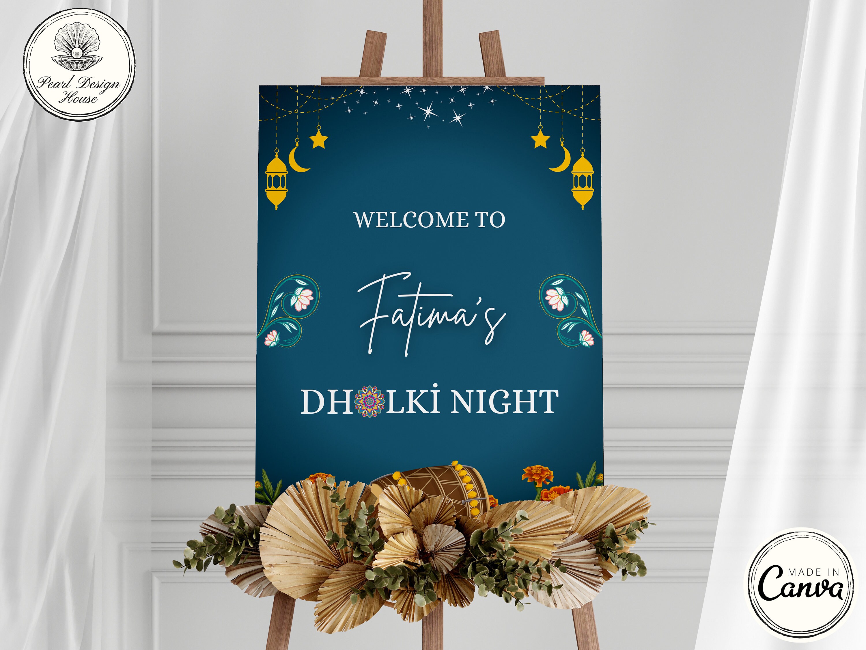 Dholki Sign, Dholki Welcome Sign, Printable Dholki Night Sign for ...