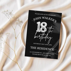 18th Birthday invitation, Editable 18th Birthday Invite Template for Man & Women, Digital 18 Birthday Party Invitation Card
