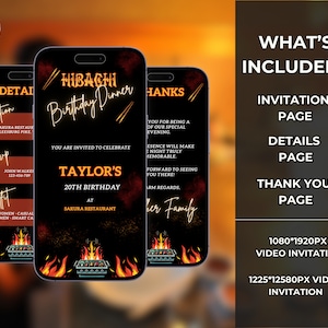 Digital Hibachi Invitation Video, Mobile Hibachi Birthday Dinner Invitation, Hibachi Party Invite, Japanese Habachi Invitation Template