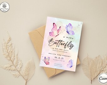 Digital Butterfly Baby Shower Invitation Template: Instant Download