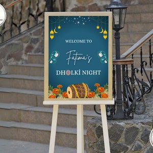 Dholki Sign, Dholki Welcome Sign, Printable Dholki Night Sign for ...