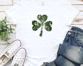 Camiseta do Dia de São Patrício, camisa Shamrock, camisa desgastada de St Pattys, camisa irlandesa da sorte, sorte dos irlandeses, trevo de quatro folhas