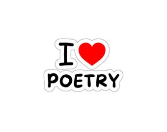 Poetry Lover Kiss-Cut Stickers, I Heart Poetry Sticker, Journal Accessories, Laptop Decal, Cute Stationery, Scrapbooking Supplies