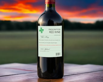 Personalised Prescription Wine Label Sticker Custom Wine Bottle Decor Party Favor Unique Gift