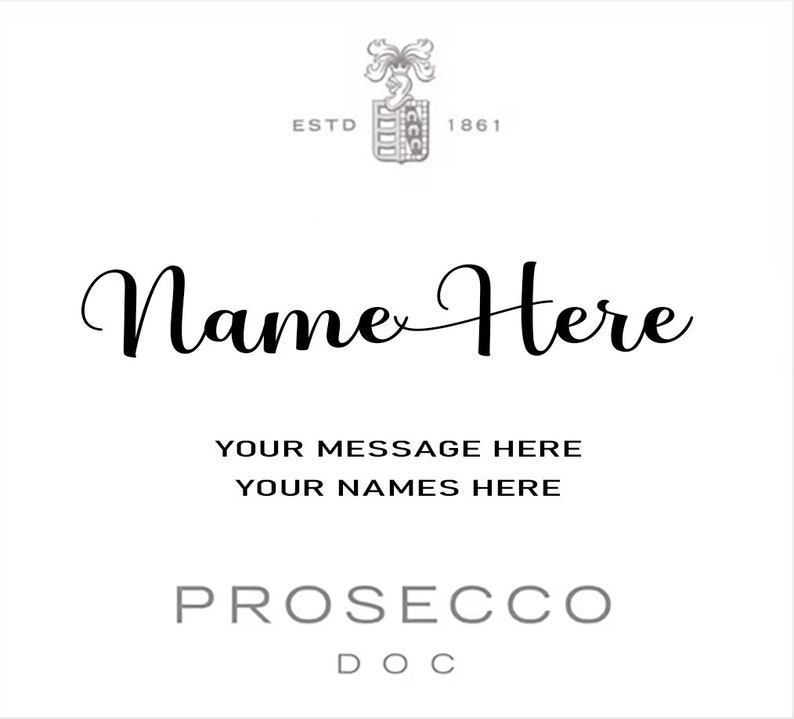 Personalised Prosecco Champagne Wine Label Vinyl Sticker Funny Novelty Gift Anniversary Birthday afbeelding 4