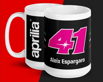 MotoGP ™ Aleix Espargaro von Aprilia Racing Kaffee- oder Teetasse | Motorrad Racing Merch und Geschenke für Rennfans