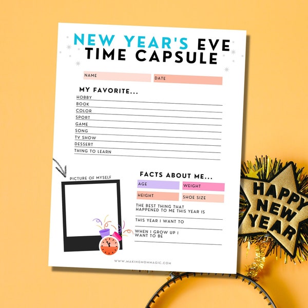 Printable New Year's Eve Time Capsule for Kids