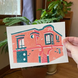 Art Deco House Vintage Inspired Block Print | Wall Art Print | Retro Inspired Architecture Print