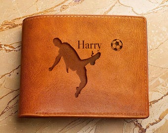 Personalised Leather Wallet for Football Fans, Custom Wallet with Football Design, Gift for Football Lover, Unique Gift for Him