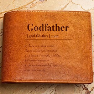 Personalisierte Ledergeldbörse für Paten, Geschenk für Pate, individuell gravierte Brieftasche, Patengeschenk, Brieftasche für Männer, Geschenk für ihn