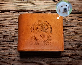 Pet Lover Wallet, Custom Pet Portrait Wallet, Dog Memorial Gift, Personalised Leather Wallet, Cat Photo Wallet, Gift for Pet Owners