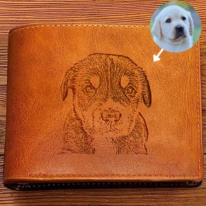 Cartera conmemorativa para perros, cartera con foto de mascota personalizada, cartera de cuero con retrato de mascota, regalo conmemorativo para mascotas, cartera personalizada, regalo para amantes de los perros