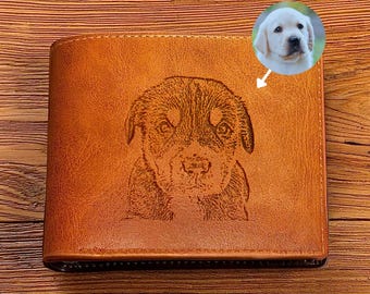 Dog Memorial Wallet, Custom Pet Photo Wallet, Pet Portrait Leather Wallet, Pet Memorial Gift, Personalised Wallet, Gift for Dog Lovers