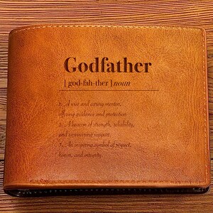 Cartera personalizada para padrino, regalo para padrino, cartera de cuero personalizada, cartera grabada para él, regalo único para padrino