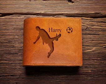 Football Lover Wallet, Personalised Leather Wallet for Football Fans, Custom Wallet, Gift for Football Enthusiast, Football Gift for Him