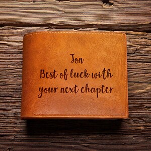 Billetera de amor personalizada, billetera de cuero grabada, regalo personalizado para él, billetera de aniversario, regalo romántico, billetera con mensaje personalizado
