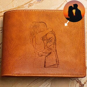 Cartera con foto de pareja, cartera de pareja personalizada, cartera de cuero personalizada, regalo de aniversario para él, regalo de San Valentín, regalo para esposo