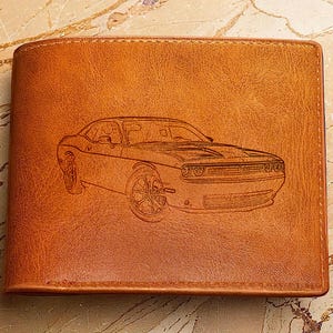 Benutzerdefinierte Auto-Liebhaber Brieftasche, gravierte Leder Brieftasche für Männer, personalisiertes Geschenk für Auto-Enthusiasten, Geschenk für ihn, Vater oder Ehemann