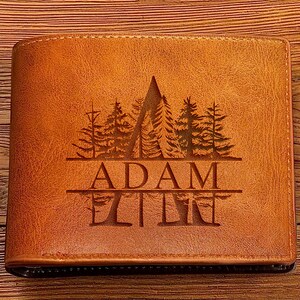 Cartera de cuero personalizada para hombres: regalo para padrinos de boda grabado, cartera personalizada para él, regalo de Navidad personalizado, regalos únicos para hombres