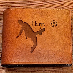 Custom Leather Wallet for Football Players, Personalised Football Gift, Leather Wallet for Sports Lovers, Gift for Footballer