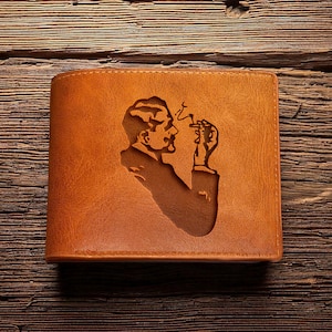 Künstlerische Rauchen Brieftasche, Leder Brieftasche, Geschenk für Raucher, Mode Brieftasche, stilvolle Herren Brieftasche, trendige Brieftasche, Geschenk für ihn