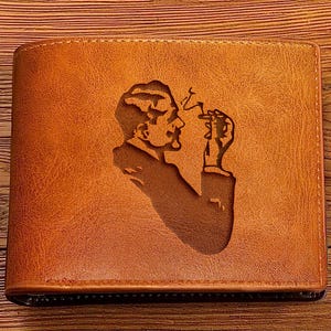 Cartera grabada para fumadores, cartera de cuero para fumadores, cartera de moda atrevida, regalo para él, cartera grabada para hombres, cartera de cuero para esposo