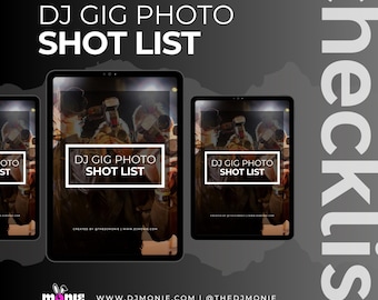 DJ Gig Shot List | Event Photography Planner | DJ Business Templates | Instant Download