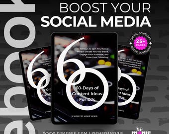 60 Days of Social Media Content Ideas for DJs | Printable PDF | Instant Download | eBook