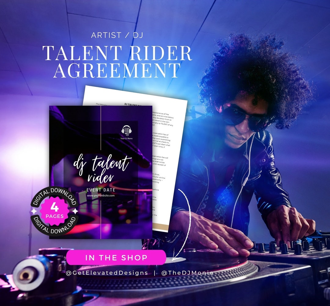 DJ Talent Rider Mobile DJ Artist Rider Wedding Printable Editable Canva ...