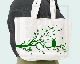 Romantic CAT On The Branch Eps, png, jpg, PDF, cut file, Decoration Animal design, Digital Arts Download, Digital Prints, Instant Download