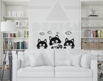 3 Cute Cats Drawing Arts, printing files, cutting files, silhouette, Ai, Svg, Png, Eps, Pdf, Sublimation digital Art, Instant download