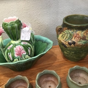 Majolica Antique Floral Vase