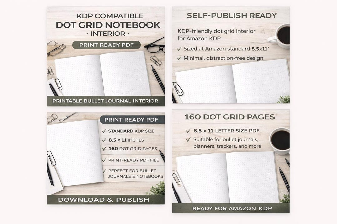 Dot Grid Notebook Interior PDF | 8.5x11 | Kdp-ready Bullet Journal ...