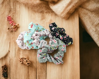 Gift for Teens - Vibrant Cherry Cotton Scrunchie, Durable & Stretchy, Ideal Accessory Gift for Friends